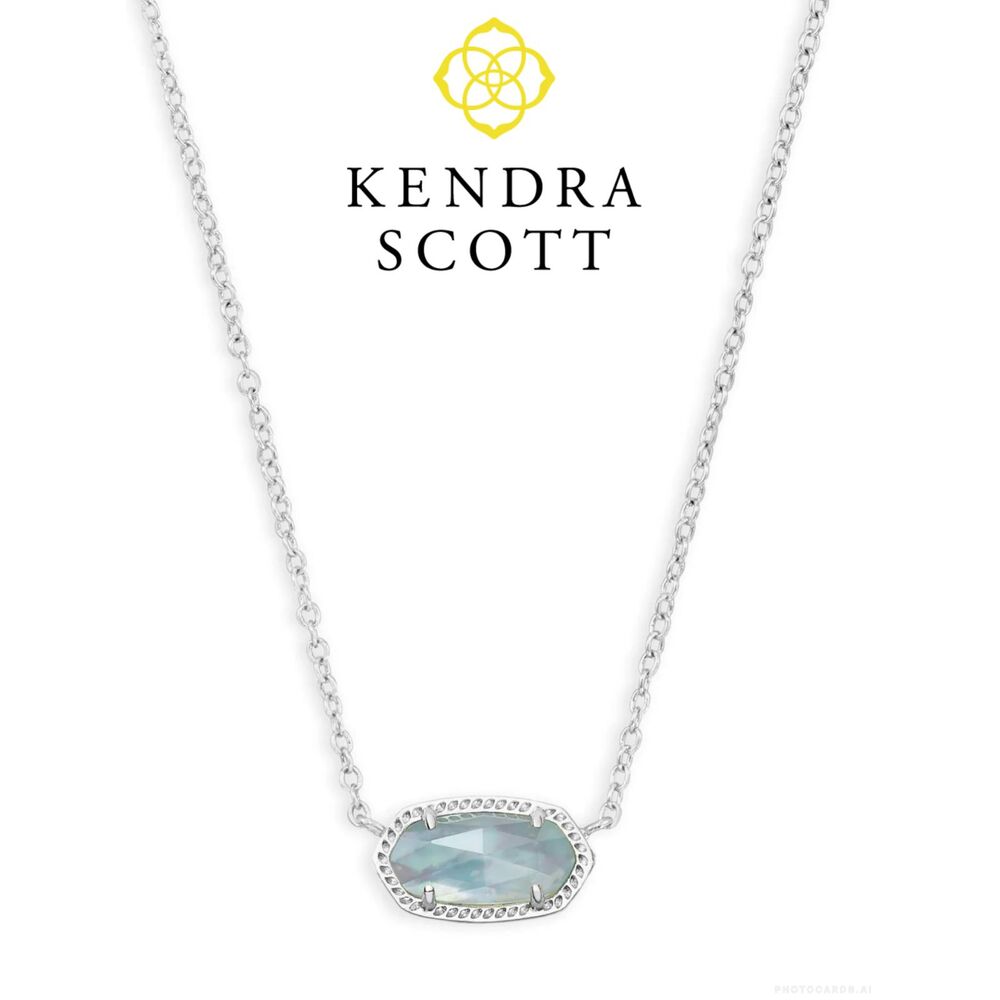 NWOT Kendra Scott Elisa Silver Light Blue Illusion Pendant Necklace